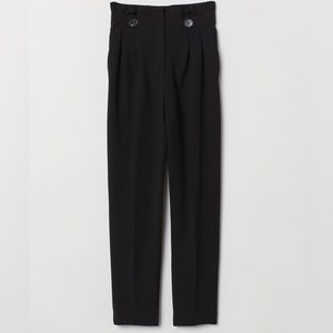 Womens Black Paper Bag High Waisted Pants 10